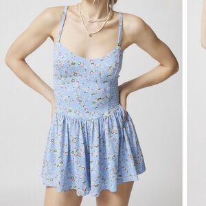 Urban Outfitters Floral Blue Romper XS
